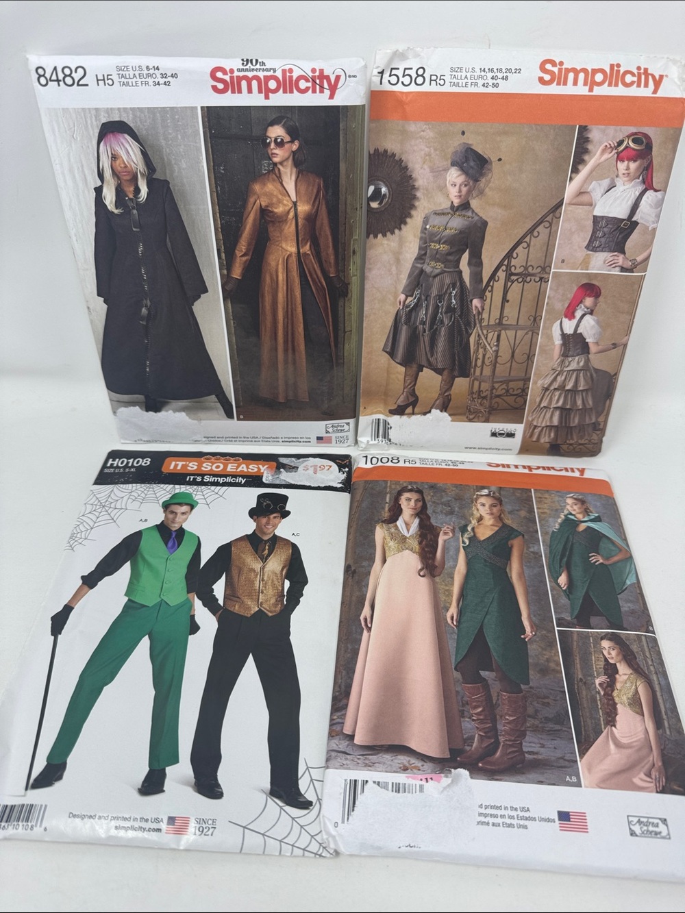 SIMPLICITY SEWING PATTERNS UNCUT LOT COSPLAY STEAMPUNK GOTHIC HALLOWEEN COSTUME